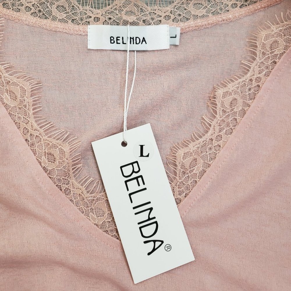 Belinda Eyelash Lace Trim Short Sleeve Top Large - Picture 8 of 9